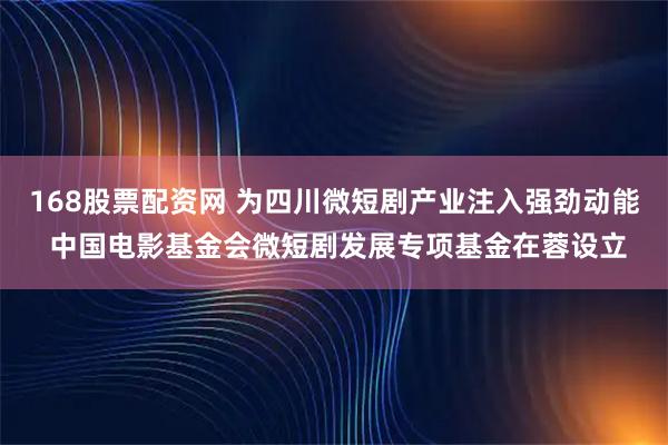 168股票配资网 为四川微短剧产业注入强劲动能 中国电影基金会微短剧发展专项基金在蓉设立